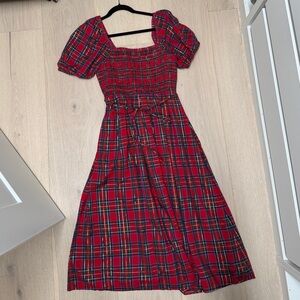 Vineyard Vines Red and Black Plaid Midi Dress